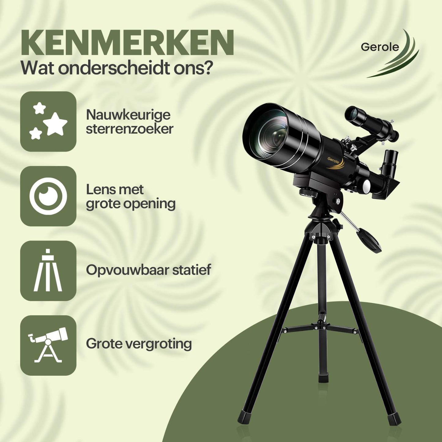 Telescoop 90x Vergroting – Refractor Sterrenkijker met Statief & Smartphone Adapter – Gerole®