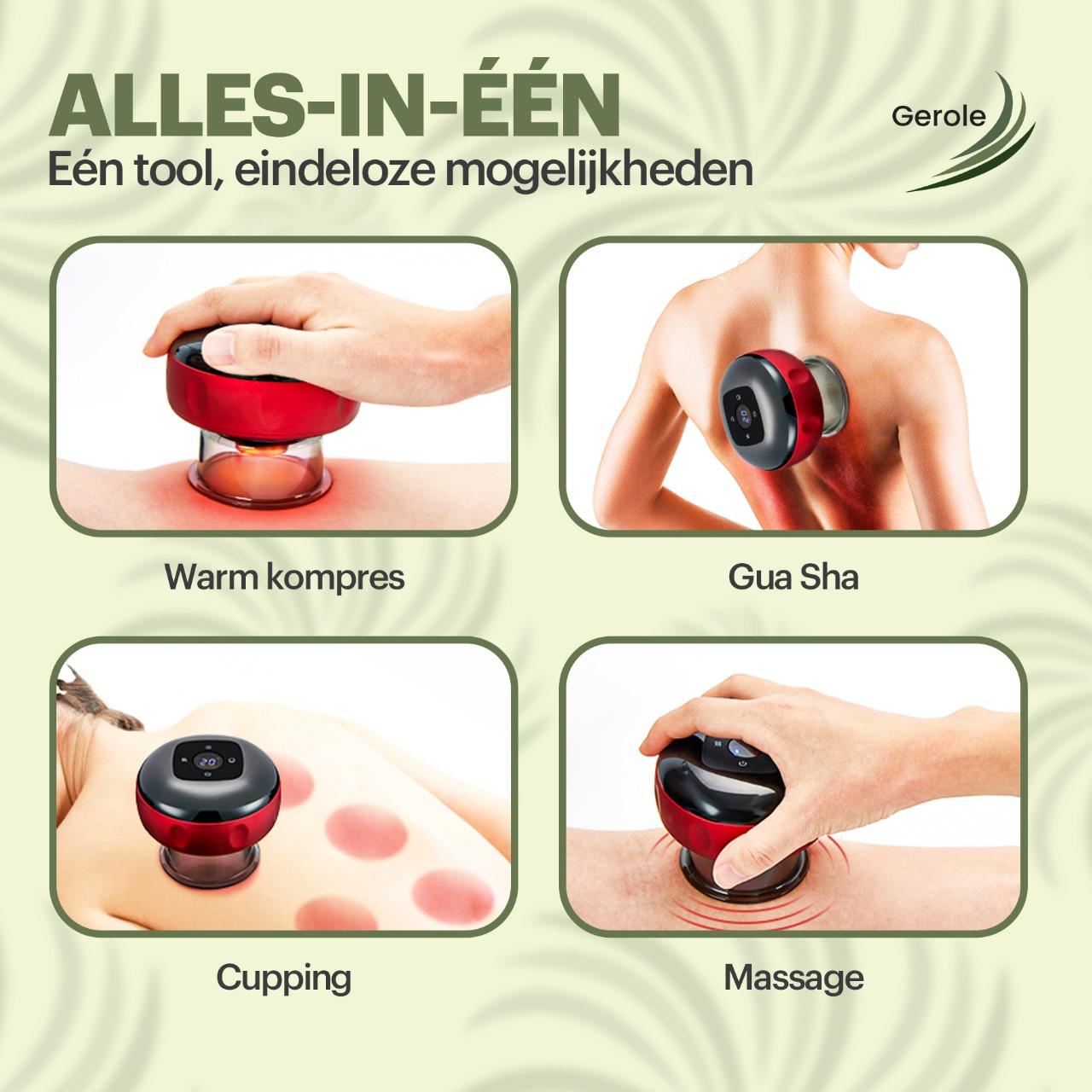 Elektrisch Cupping Apparaat – 12 Zuigstanden & Warmte – USB Oplaadbaar – Gerole®