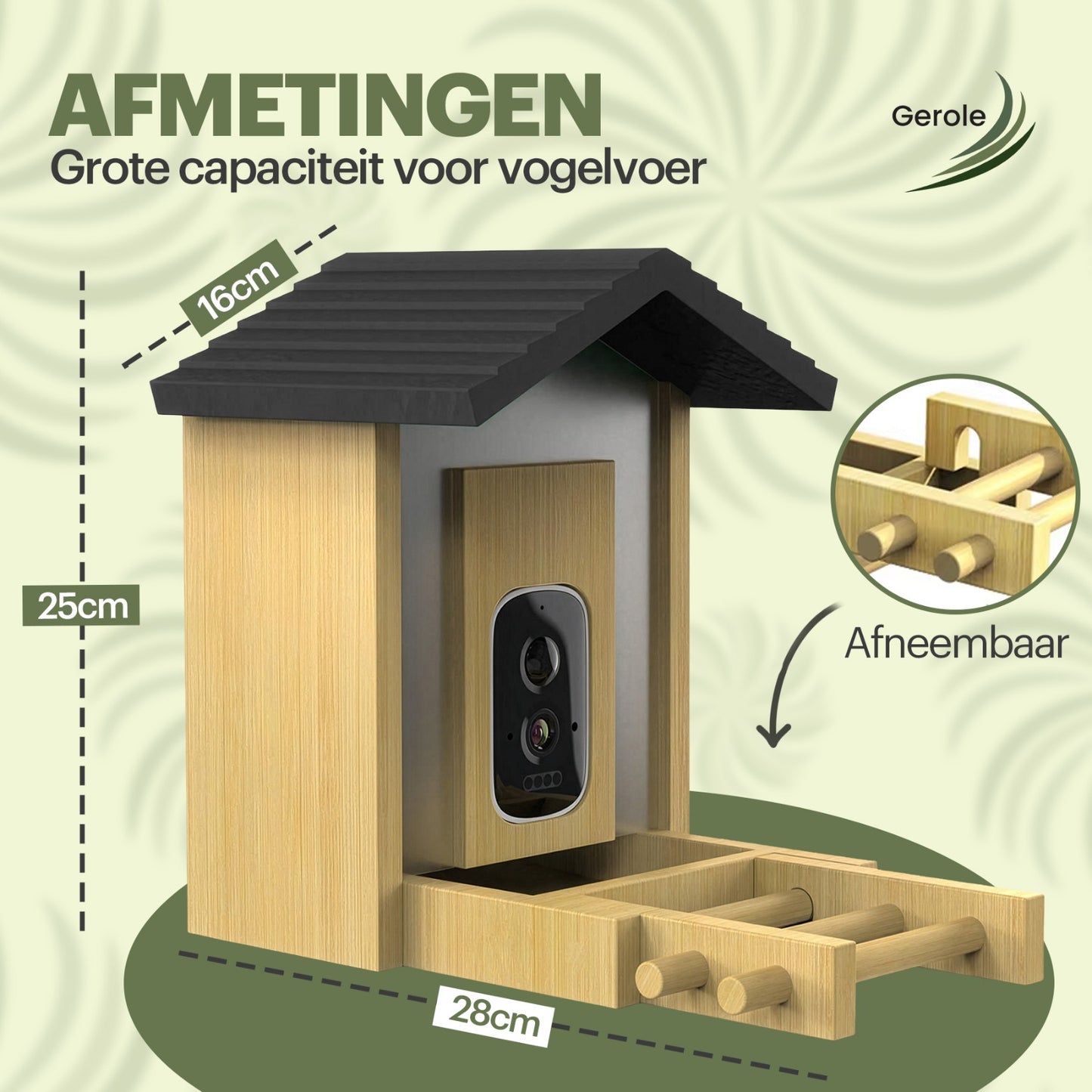 Vogelvoederhuisje met Camera – WiFi & Solar – HD Nachtzicht – App – Gerole®
